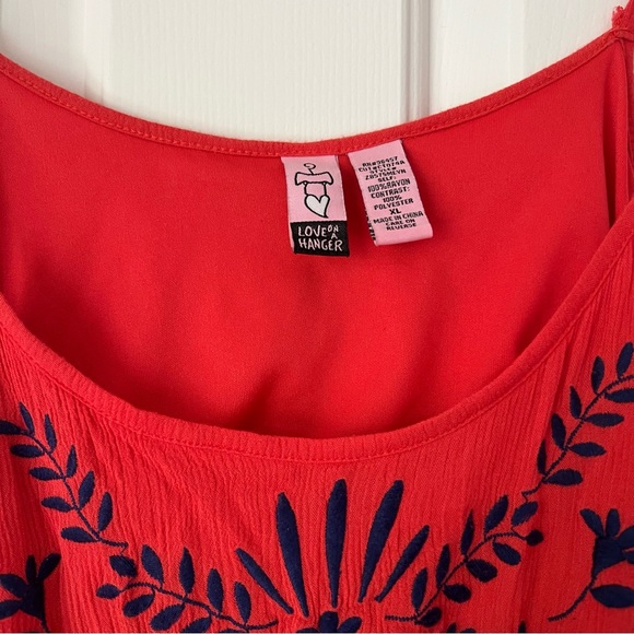 Love on a Hanger red/orange and blue embroidered maxi dress XL - Picture 2 of 3